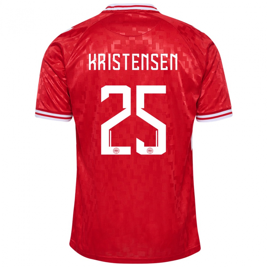 Mænd Danmark Rasmus Kristensen #25 Rød Hjemmebane Spillertrøjer 24-26 Trøje T-Shirt