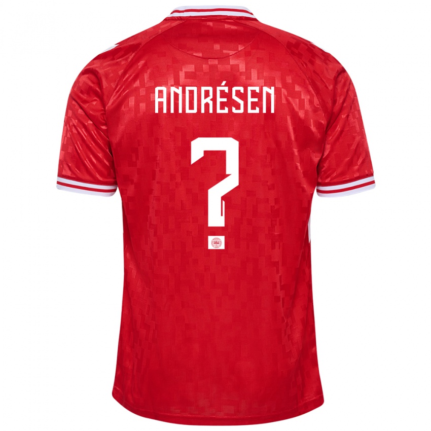 Mænd Danmark Aske Andrésen #0 Rød Hjemmebane Spillertrøjer 24-26 Trøje T-Shirt
