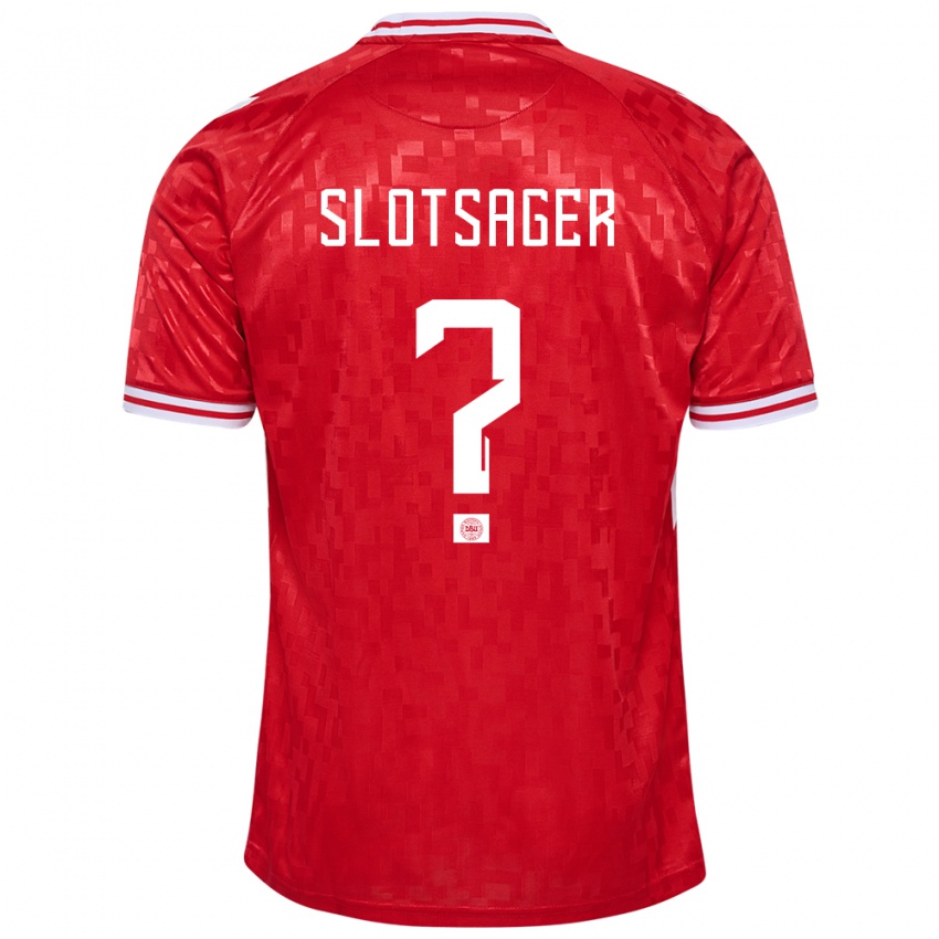 Mænd Danmark Tobias Slotsager #0 Rød Hjemmebane Spillertrøjer 24-26 Trøje T-Shirt