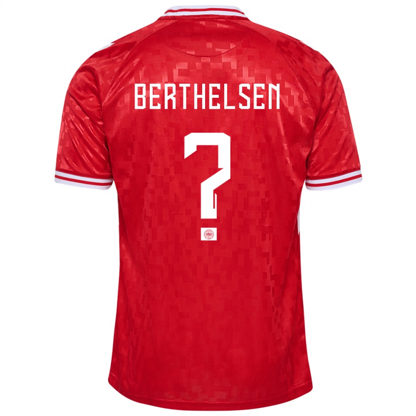 Mænd Danmark Villum Berthelsen #0 Rød Hjemmebane Spillertrøjer 24-26 Trøje T-Shirt