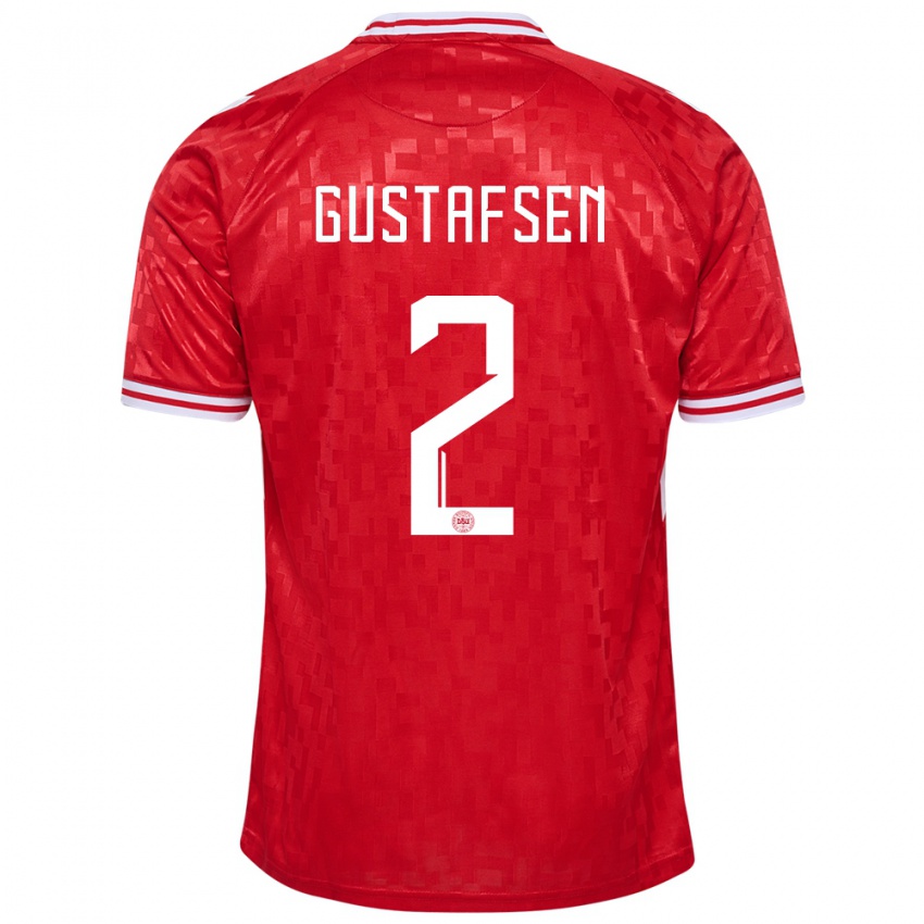 Mænd Danmark Victor Gustafsen #2 Rød Hjemmebane Spillertrøjer 24-26 Trøje T-Shirt