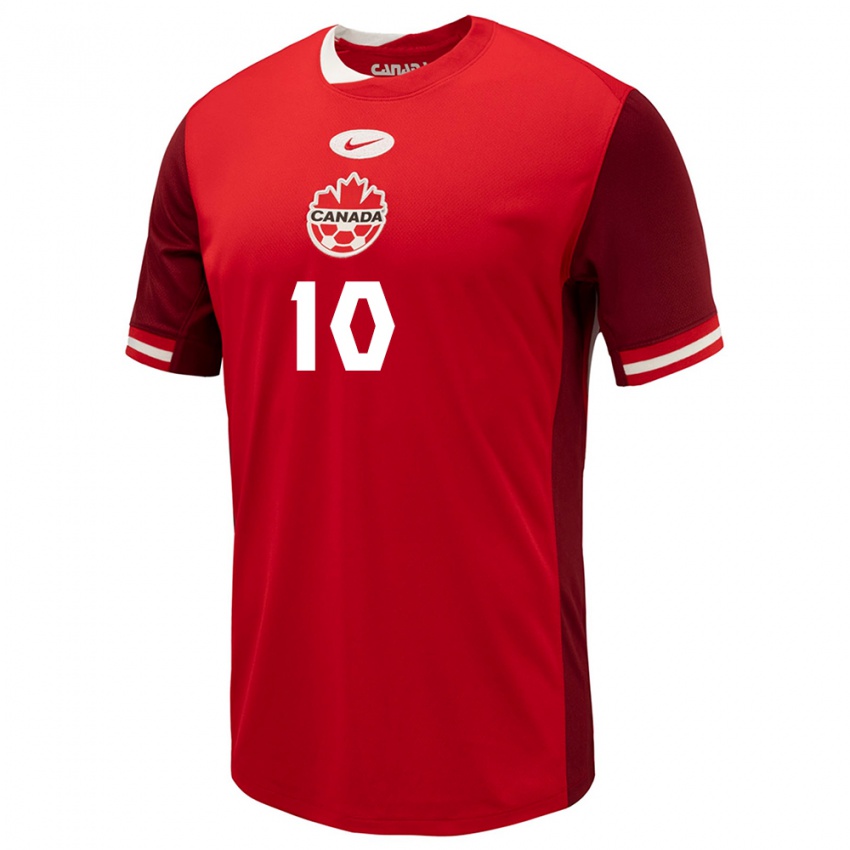 Mænd Canada Jonathan David #10 Rød Hjemmebane Spillertrøjer 24-26 Trøje T-Shirt
