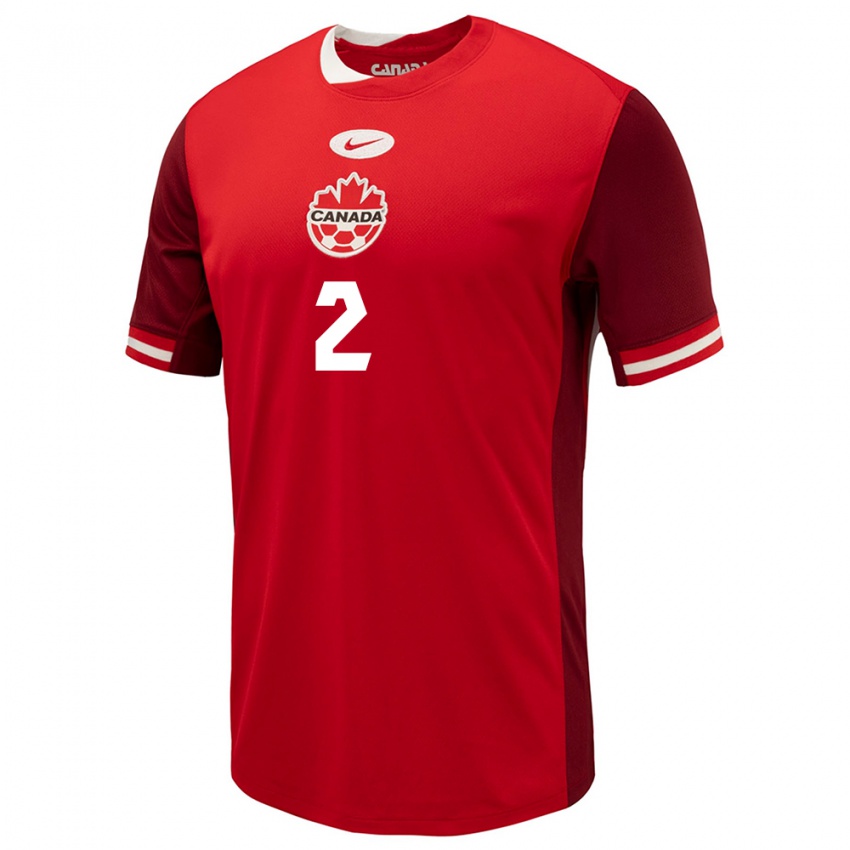 Mænd Canada Alistair Johnston #2 Rød Hjemmebane Spillertrøjer 24-26 Trøje T-Shirt