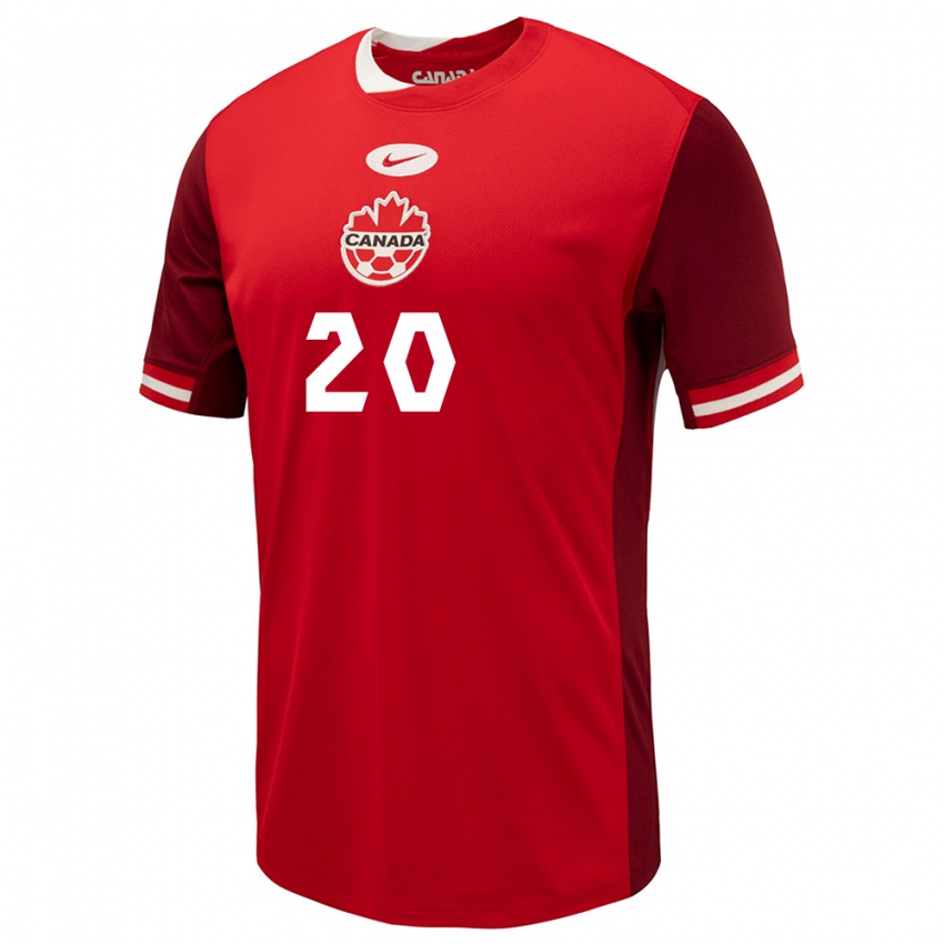 Mænd Canada Ali Ahmed #20 Rød Hjemmebane Spillertrøjer 24-26 Trøje T-Shirt