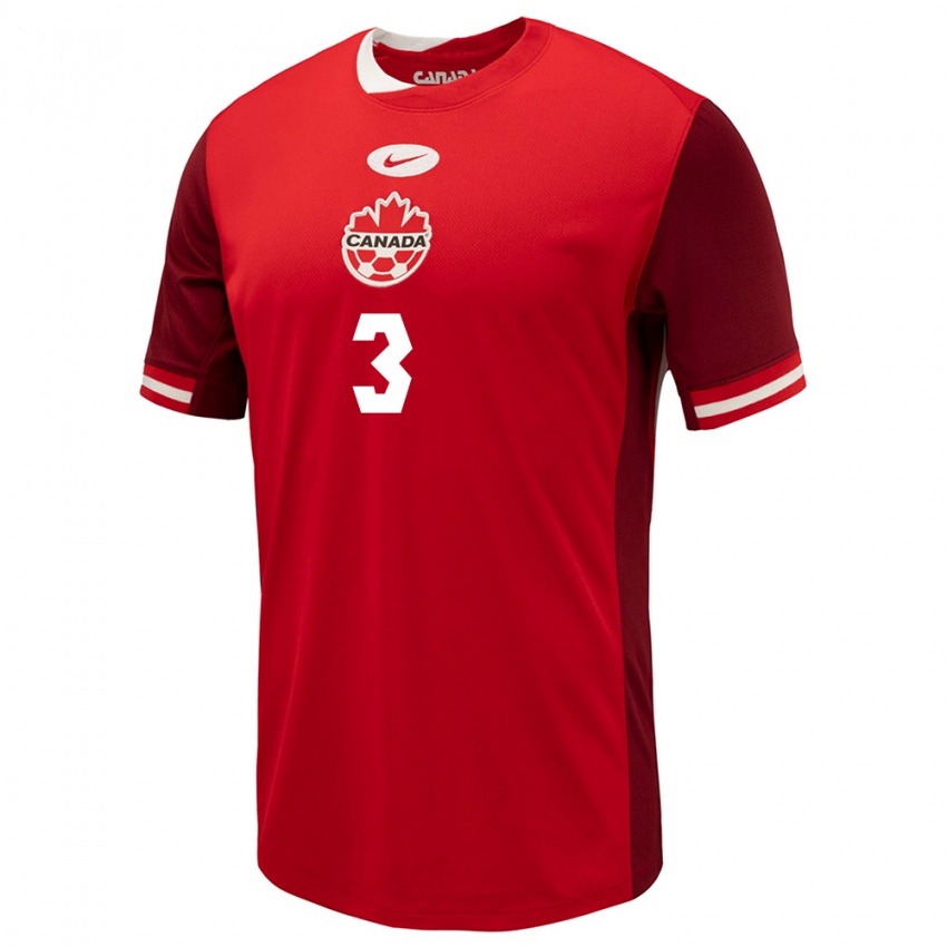 Mænd Canada Luc De Fougerolles #3 Rød Hjemmebane Spillertrøjer 24-26 Trøje T-Shirt