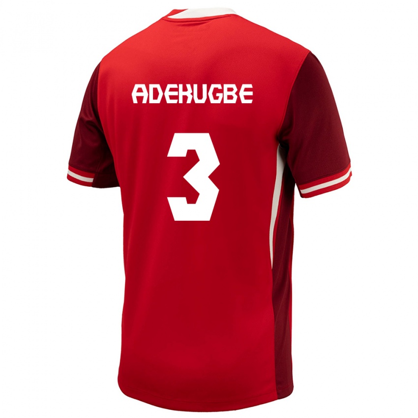 Mænd Canada Samuel Adekugbe #3 Rød Hjemmebane Spillertrøjer 24-26 Trøje T-Shirt