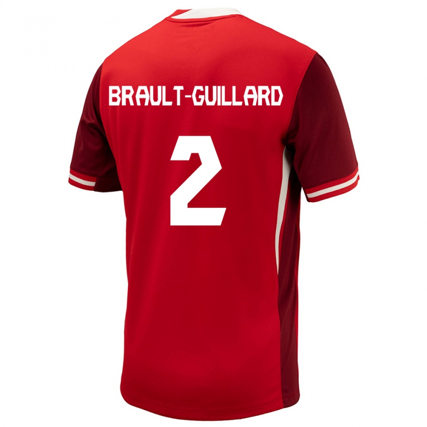 Mænd Canada Zachary Brault-Guillard #2 Rød Hjemmebane Spillertrøjer 24-26 Trøje T-Shirt