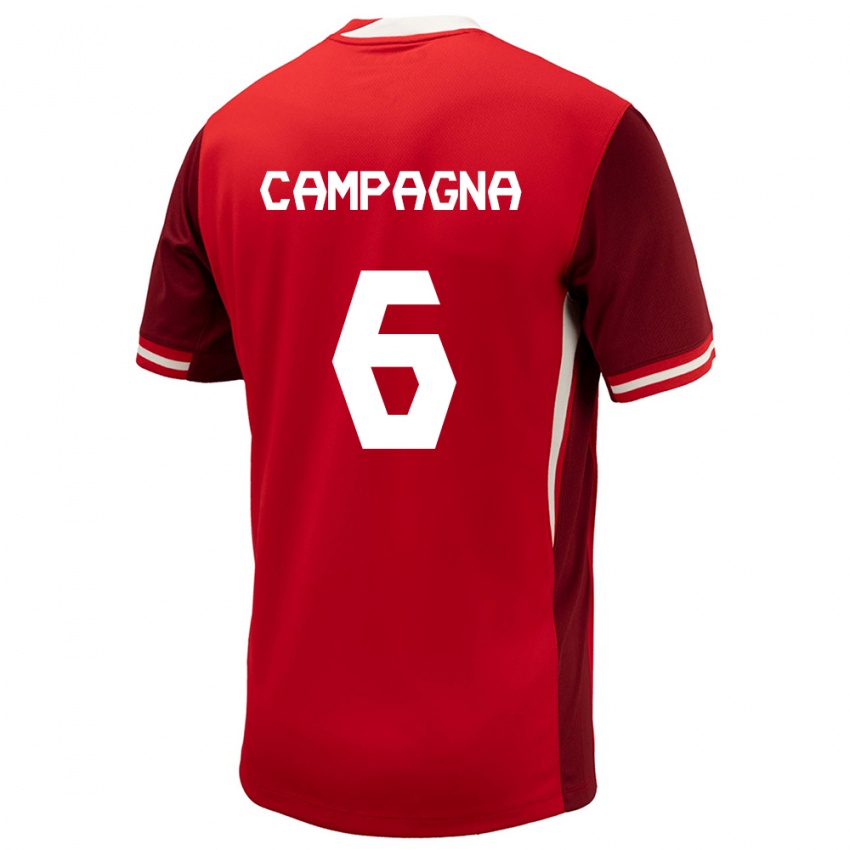 Mænd Canada Matteo Campagna #6 Rød Hjemmebane Spillertrøjer 24-26 Trøje T-Shirt