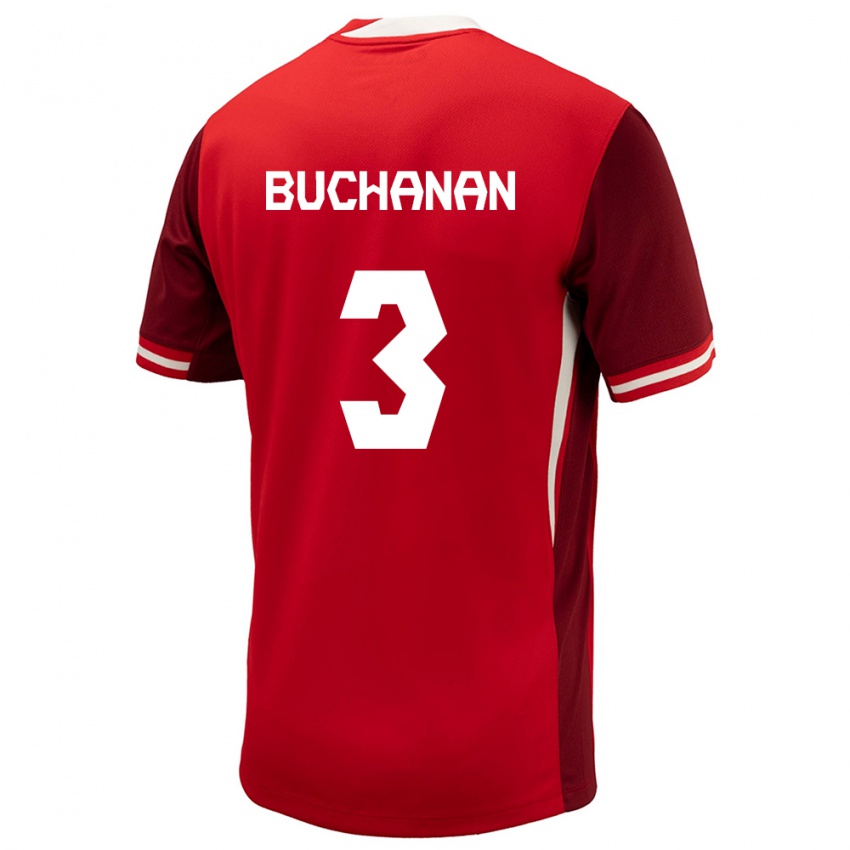 Mænd Canada Kadeisha Buchanan #3 Rød Hjemmebane Spillertrøjer 24-26 Trøje T-Shirt