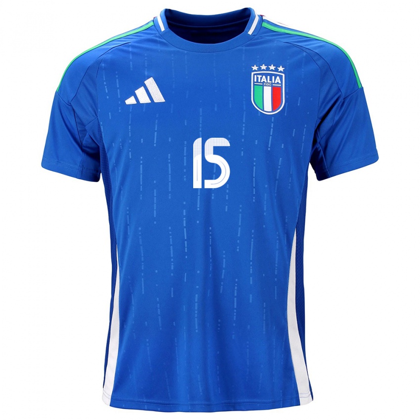 Mænd Italien Annamaria Serturini #15 Blå Hjemmebane Spillertrøjer 24-26 Trøje T-Shirt