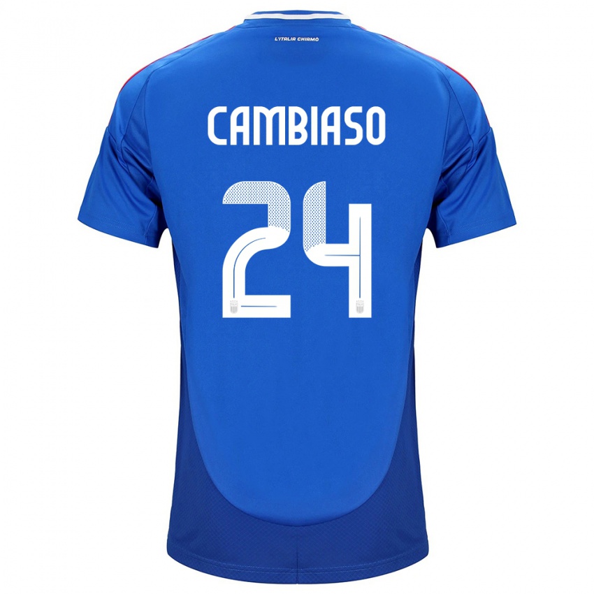 Mænd Italien Andrea Cambiaso #24 Blå Hjemmebane Spillertrøjer 24-26 Trøje T-Shirt