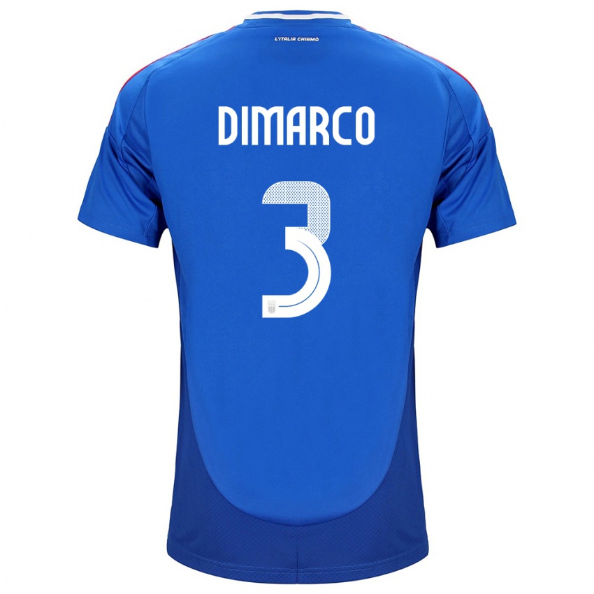 Mænd Italien Federico Dimarco #3 Blå Hjemmebane Spillertrøjer 24-26 Trøje T-Shirt