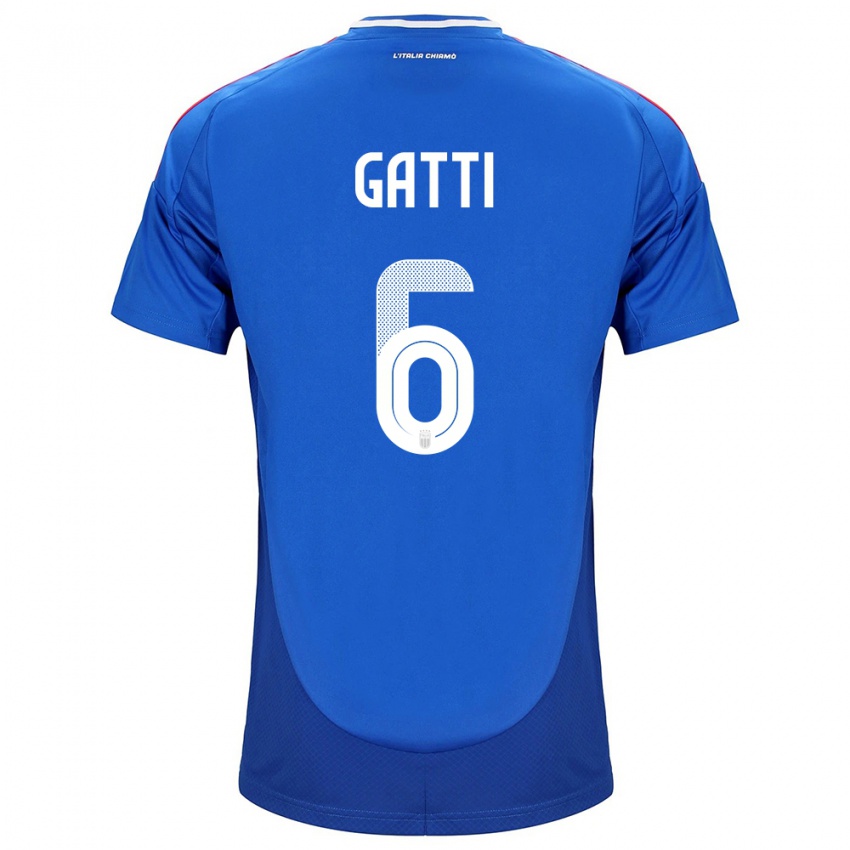 Mænd Italien Federico Gatti #6 Blå Hjemmebane Spillertrøjer 24-26 Trøje T-Shirt