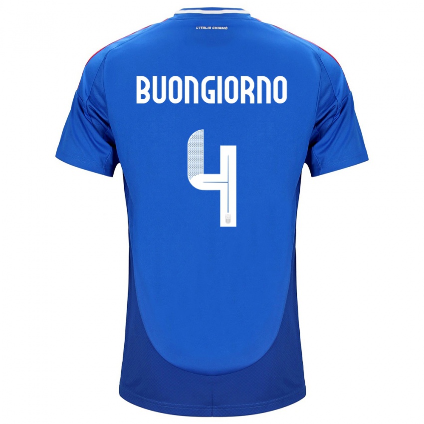 Mænd Italien Alessandro Buongiorno #4 Blå Hjemmebane Spillertrøjer 24-26 Trøje T-Shirt