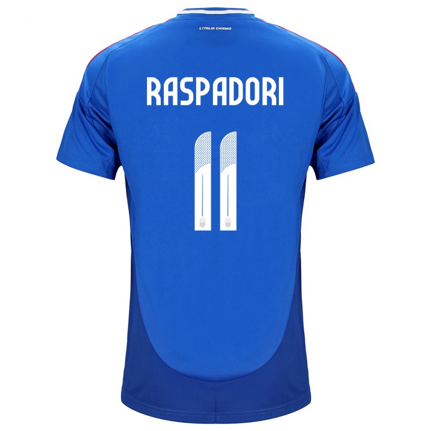 Mænd Italien Giacomo Raspadori #11 Blå Hjemmebane Spillertrøjer 24-26 Trøje T-Shirt