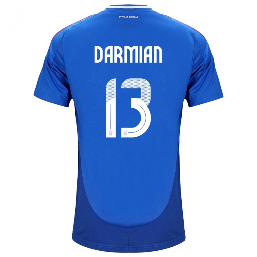 Mænd Italien Matteo Darmian #13 Blå Hjemmebane Spillertrøjer 24-26 Trøje T-Shirt