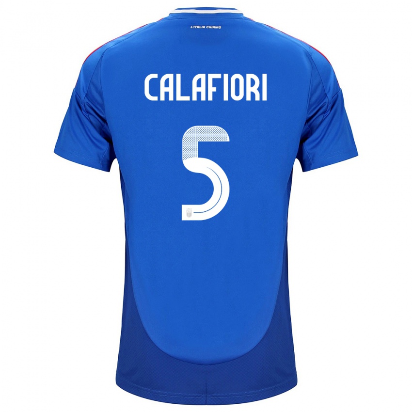 Mænd Italien Riccardo Calafiori #5 Blå Hjemmebane Spillertrøjer 24-26 Trøje T-Shirt