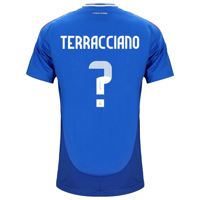 Mænd Italien Filippo Terracciano #0 Blå Hjemmebane Spillertrøjer 24-26 Trøje T-Shirt