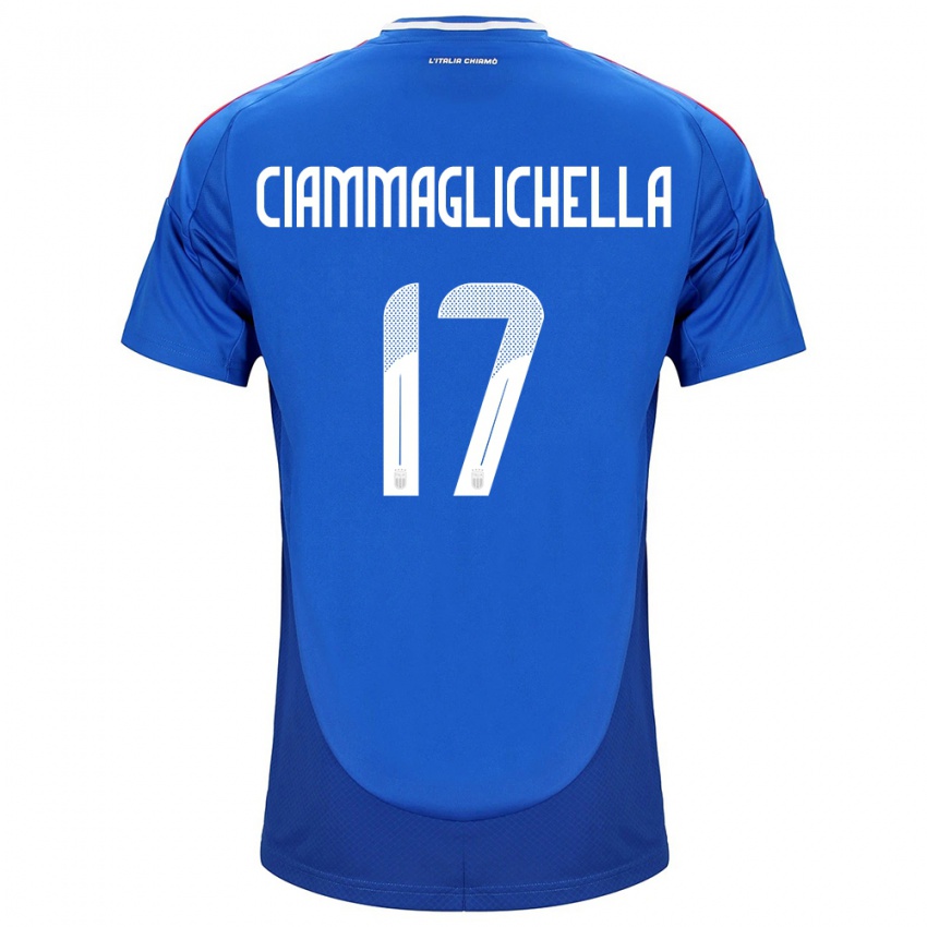 Mænd Italien Aaron Ciammaglichella #17 Blå Hjemmebane Spillertrøjer 24-26 Trøje T-Shirt