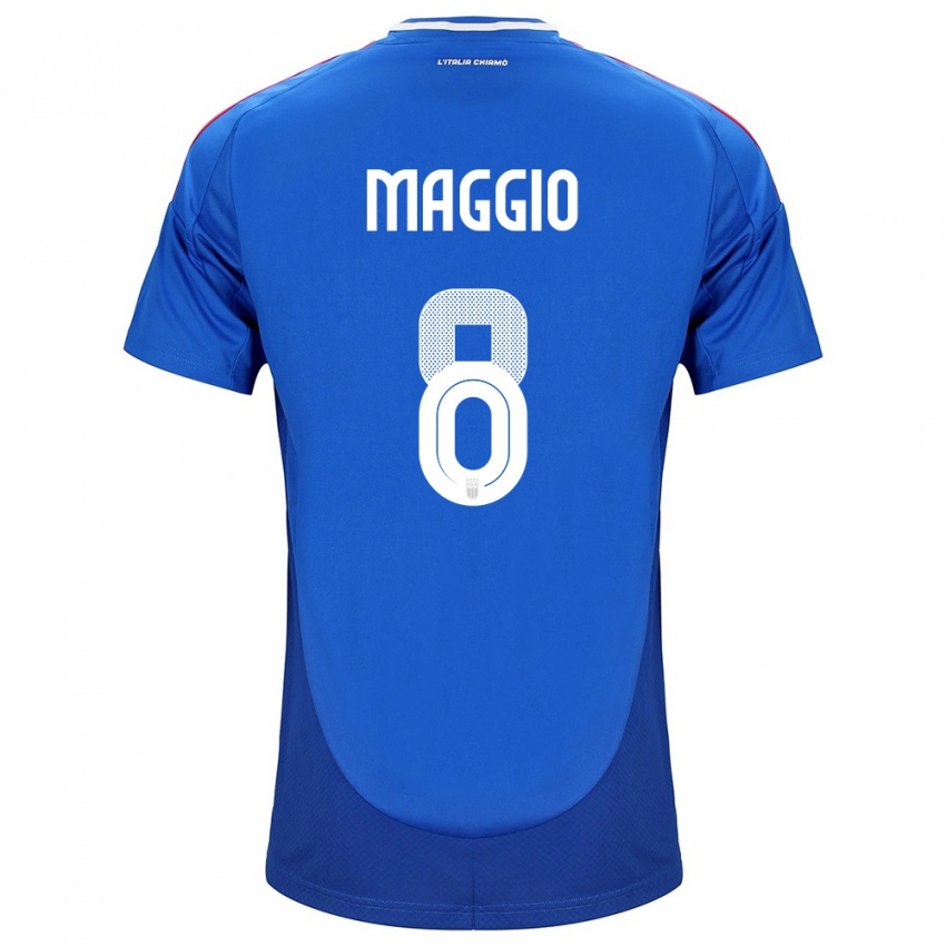 Mænd Italien Luca Di Maggio #8 Blå Hjemmebane Spillertrøjer 24-26 Trøje T-Shirt