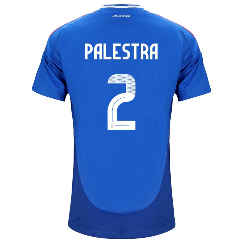 Mænd Italien Marco Palestra #2 Blå Hjemmebane Spillertrøjer 24-26 Trøje T-Shirt