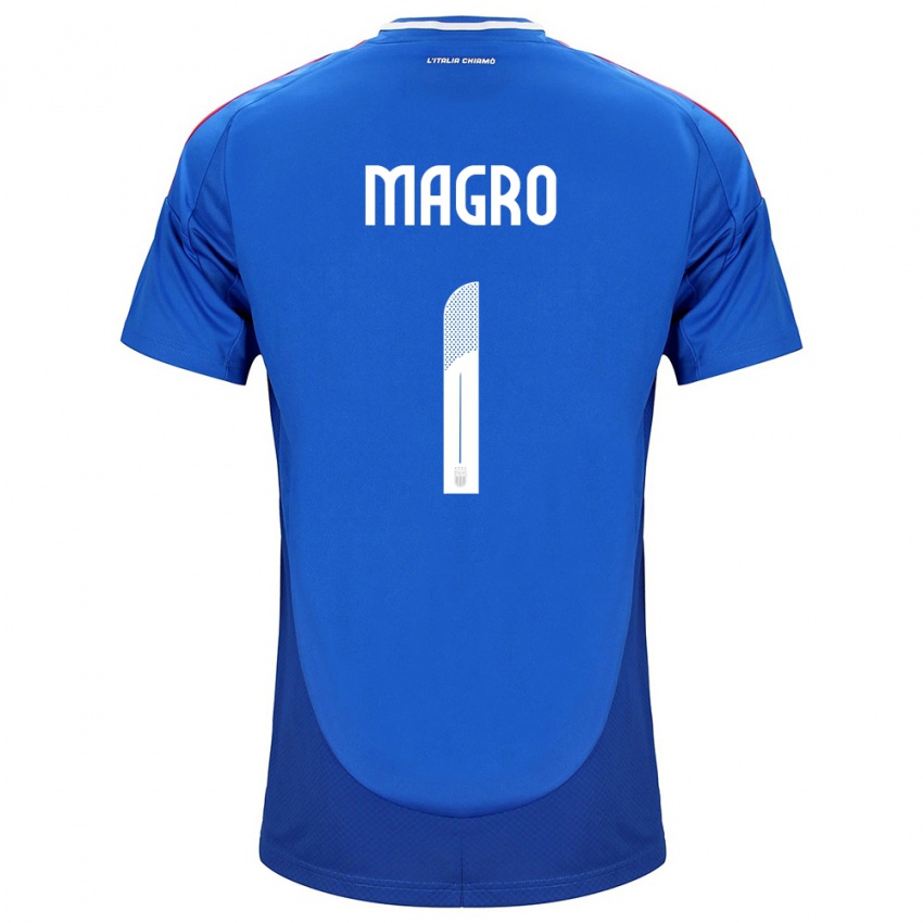 Mænd Italien Federico Magro #1 Blå Hjemmebane Spillertrøjer 24-26 Trøje T-Shirt