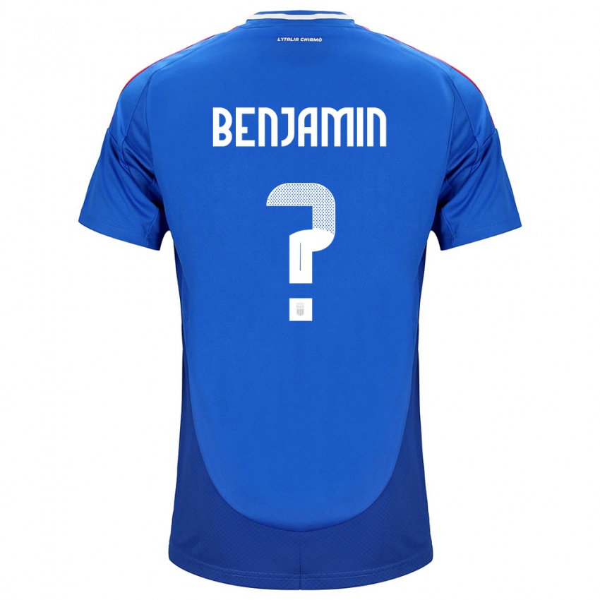 Mænd Italien Emanuel Benjamin #0 Blå Hjemmebane Spillertrøjer 24-26 Trøje T-Shirt