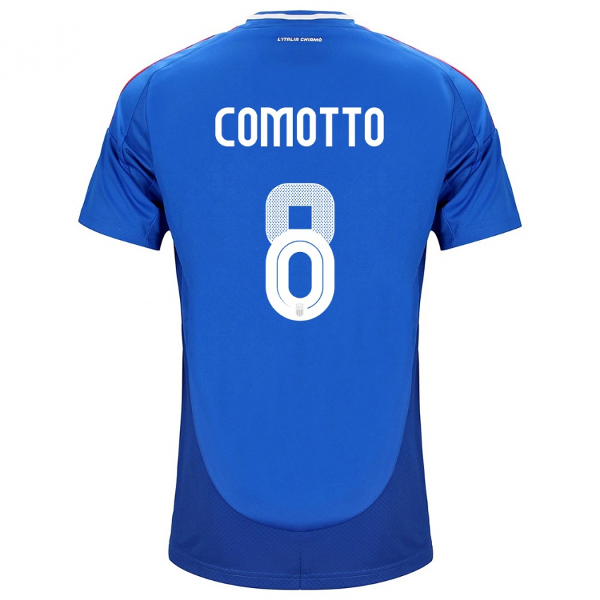 Mænd Italien Christian Comotto #8 Blå Hjemmebane Spillertrøjer 24-26 Trøje T-Shirt