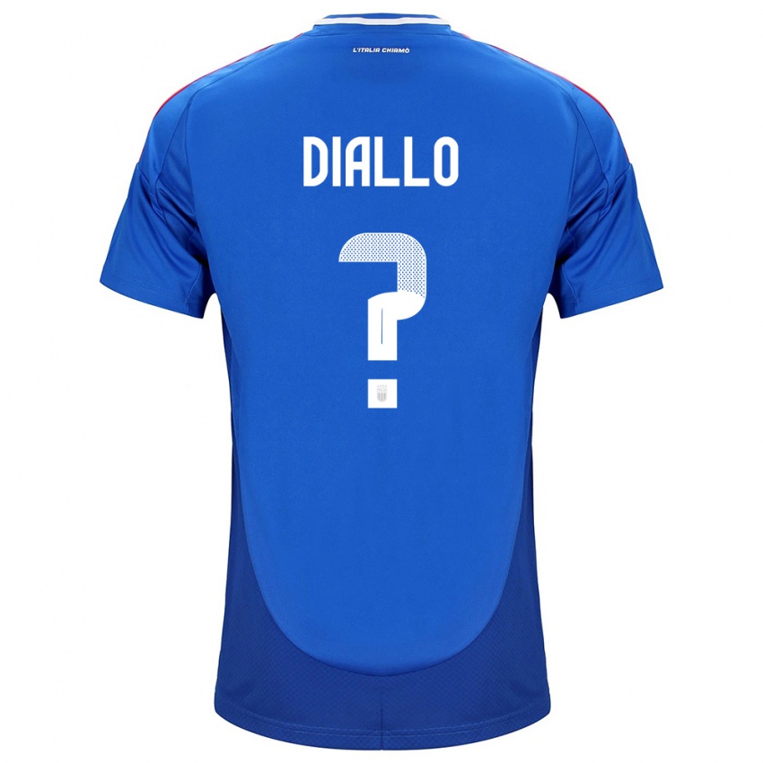 Mænd Italien Djibril Diallo #0 Blå Hjemmebane Spillertrøjer 24-26 Trøje T-Shirt