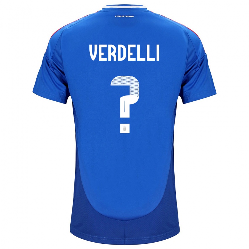 Mænd Italien Davide Verdelli #0 Blå Hjemmebane Spillertrøjer 24-26 Trøje T-Shirt