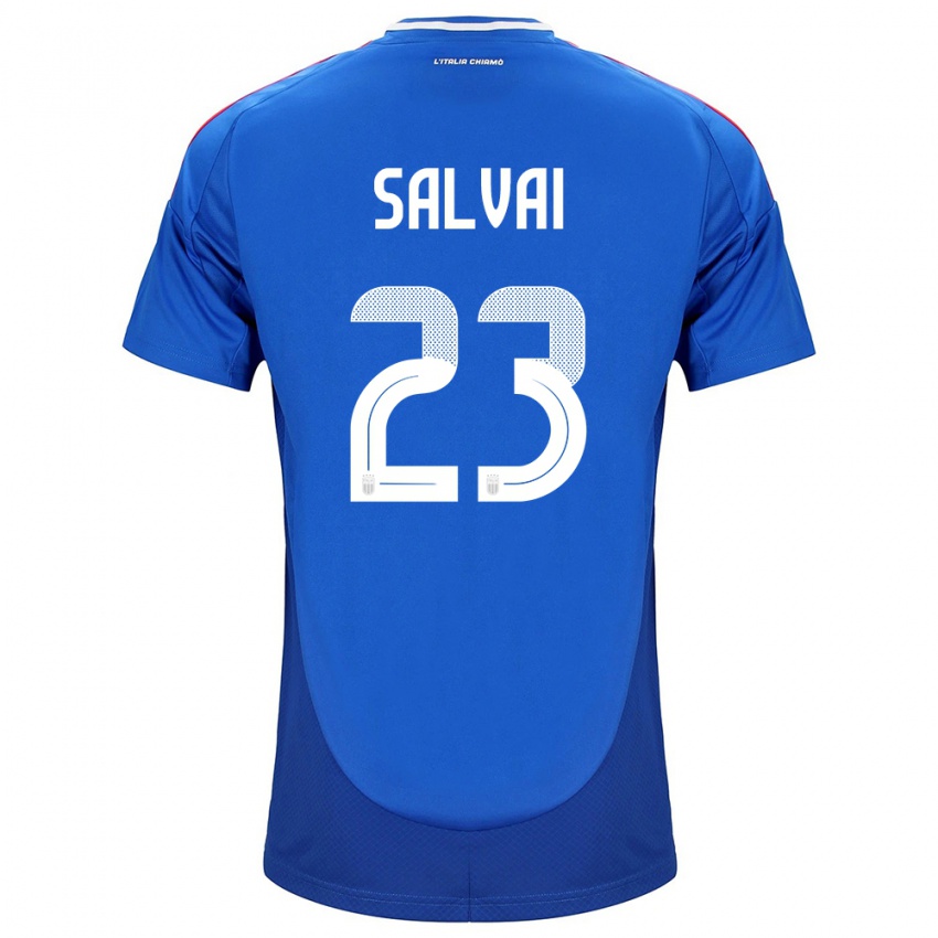 Mænd Italien Cecilia Salvai #23 Blå Hjemmebane Spillertrøjer 24-26 Trøje T-Shirt