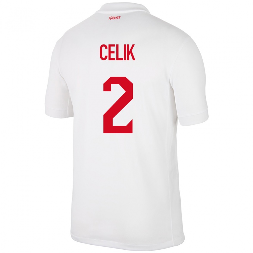 Mænd Tyrkiet Zeki Çelik #2 Hvid Hjemmebane Spillertrøjer 24-26 Trøje T-Shirt