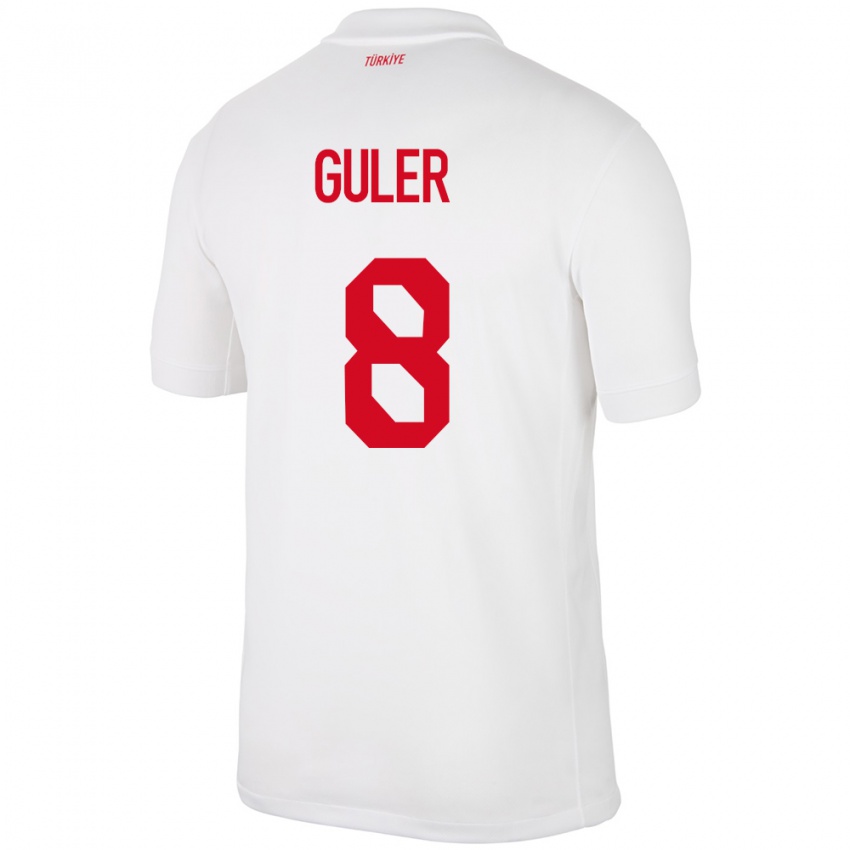 Mænd Tyrkiet Arda Güler #8 Hvid Hjemmebane Spillertrøjer 24-26 Trøje T-Shirt