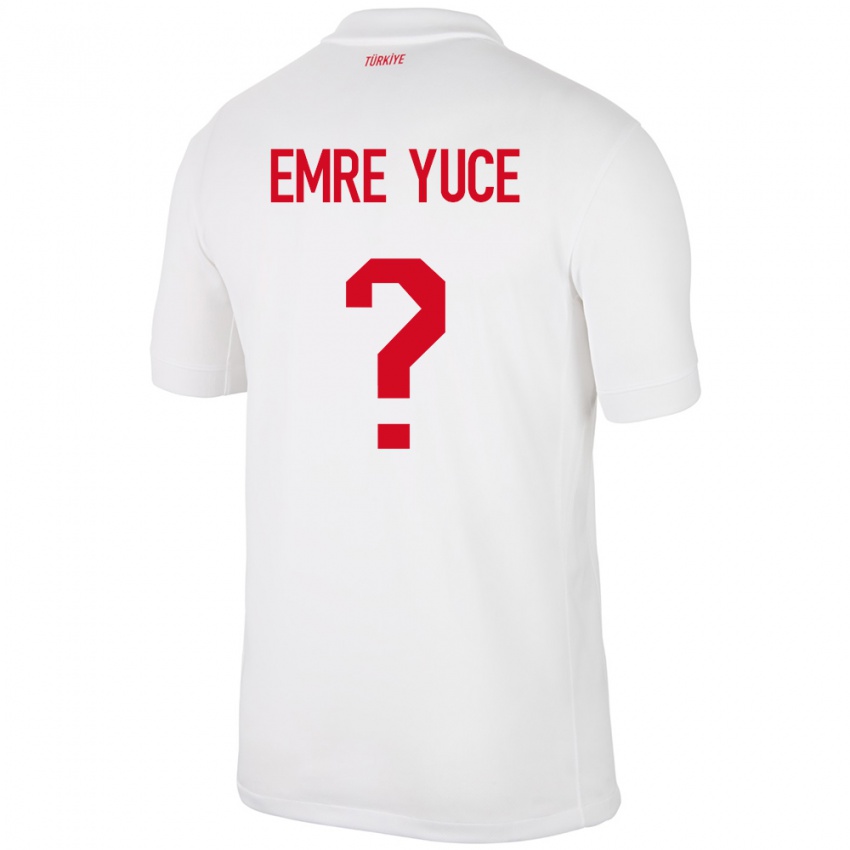 Mænd Tyrkiet Yunus Emre Yüce #0 Hvid Hjemmebane Spillertrøjer 24-26 Trøje T-Shirt