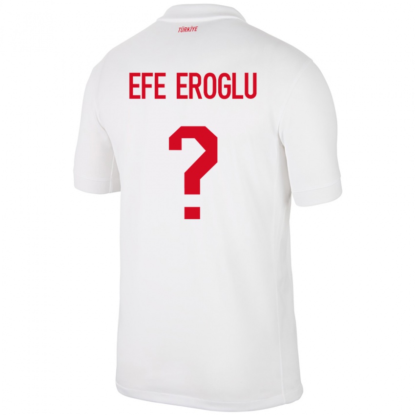 Mænd Tyrkiet Cem Efe Eroğlu #0 Hvid Hjemmebane Spillertrøjer 24-26 Trøje T-Shirt