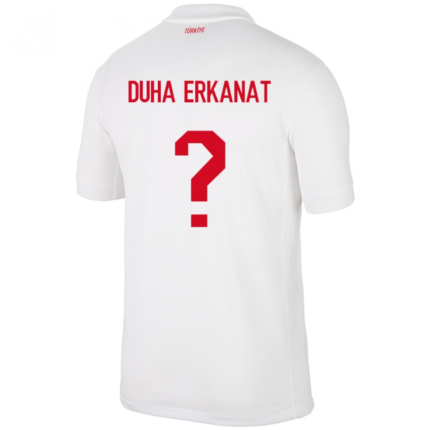 Mænd Tyrkiet Ahmet Duha Erkanat #0 Hvid Hjemmebane Spillertrøjer 24-26 Trøje T-Shirt