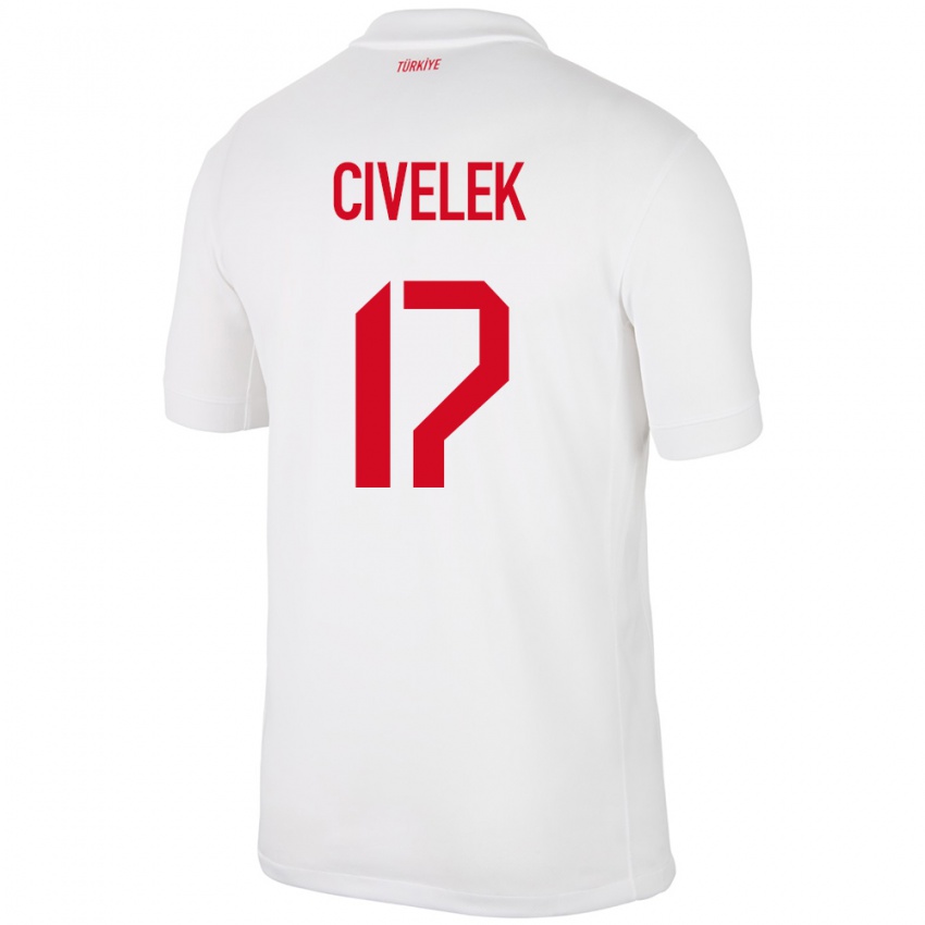 Mænd Tyrkiet İlayda Civelek #17 Hvid Hjemmebane Spillertrøjer 24-26 Trøje T-Shirt