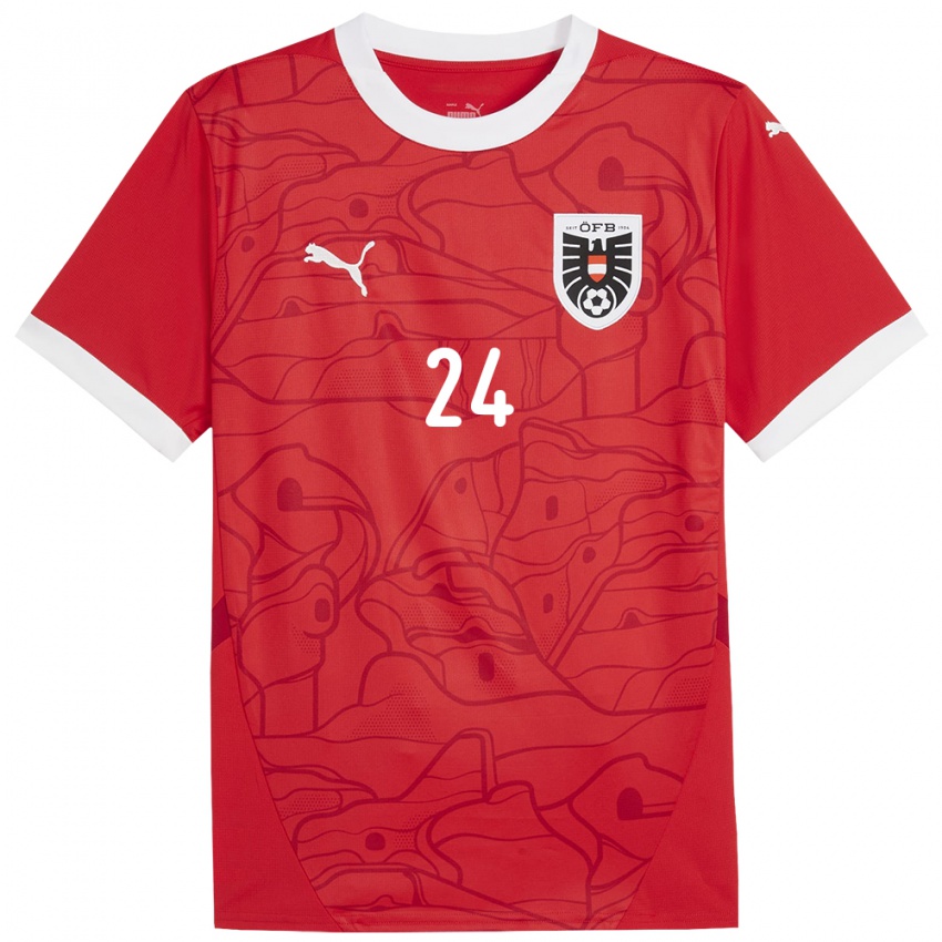 Mænd Østrig Andreas Weimann #24 Rød Hjemmebane Spillertrøjer 24-26 Trøje T-Shirt