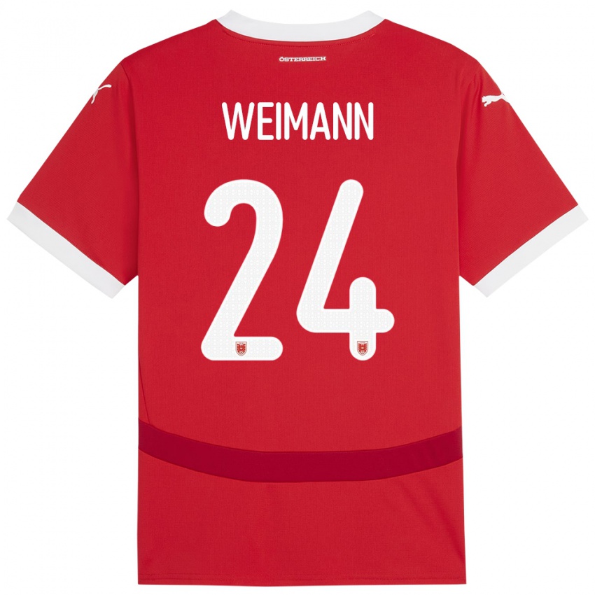 Mænd Østrig Andreas Weimann #24 Rød Hjemmebane Spillertrøjer 24-26 Trøje T-Shirt