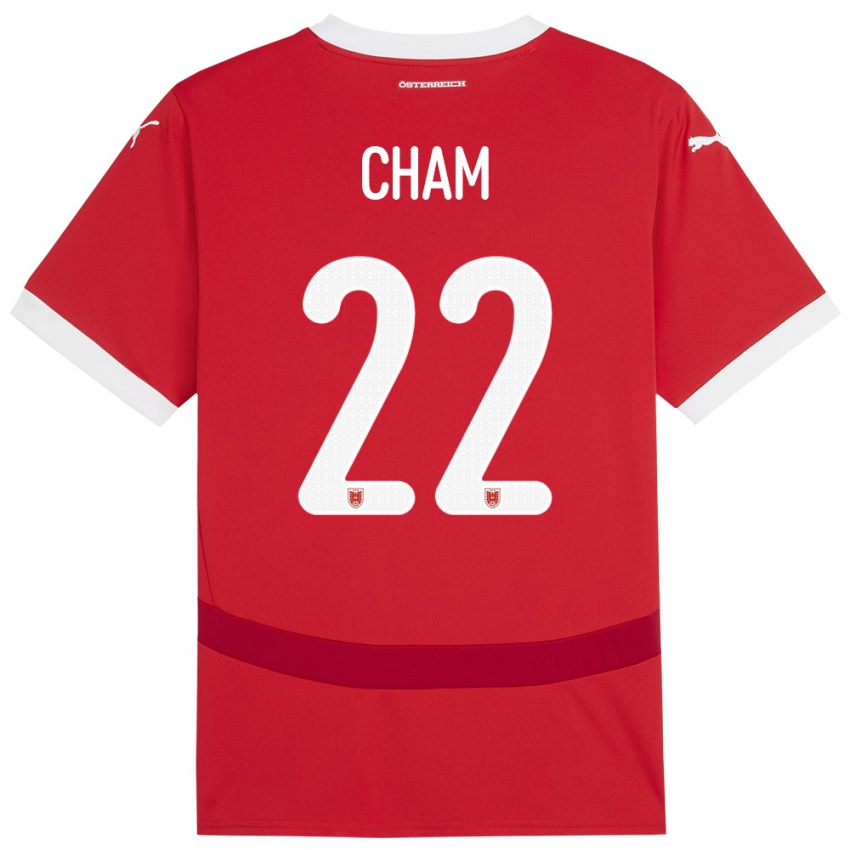 Mænd Østrig Muhammed Cham #22 Rød Hjemmebane Spillertrøjer 24-26 Trøje T-Shirt