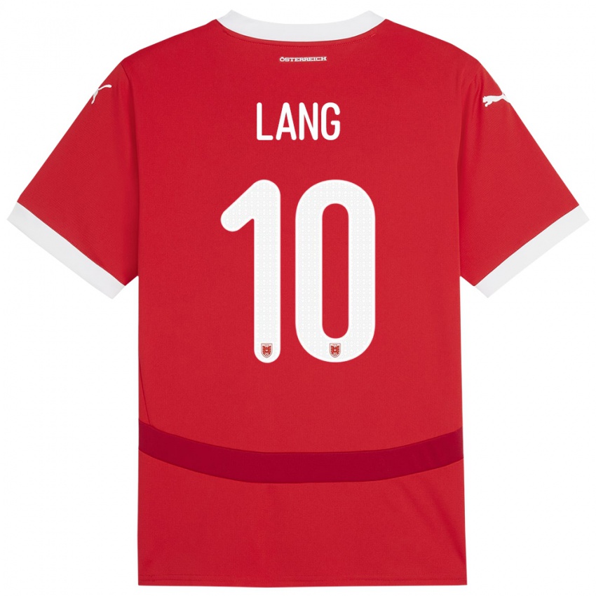 Mænd Østrig Christoph Lang #10 Rød Hjemmebane Spillertrøjer 24-26 Trøje T-Shirt