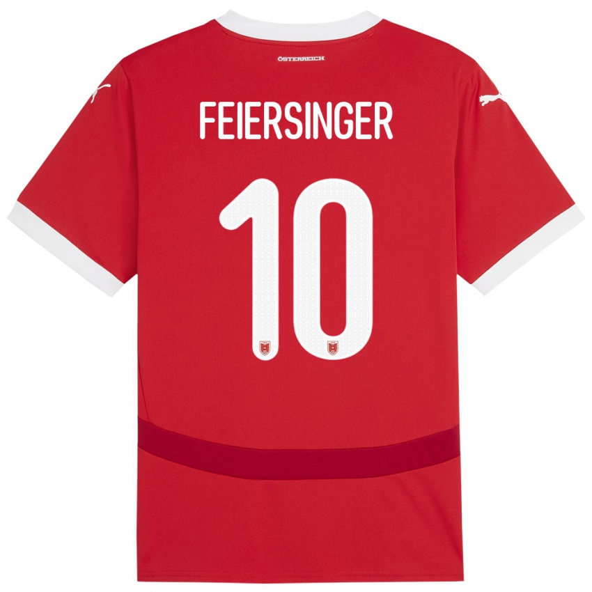 Mænd Østrig Laura Feiersinger #10 Rød Hjemmebane Spillertrøjer 24-26 Trøje T-Shirt