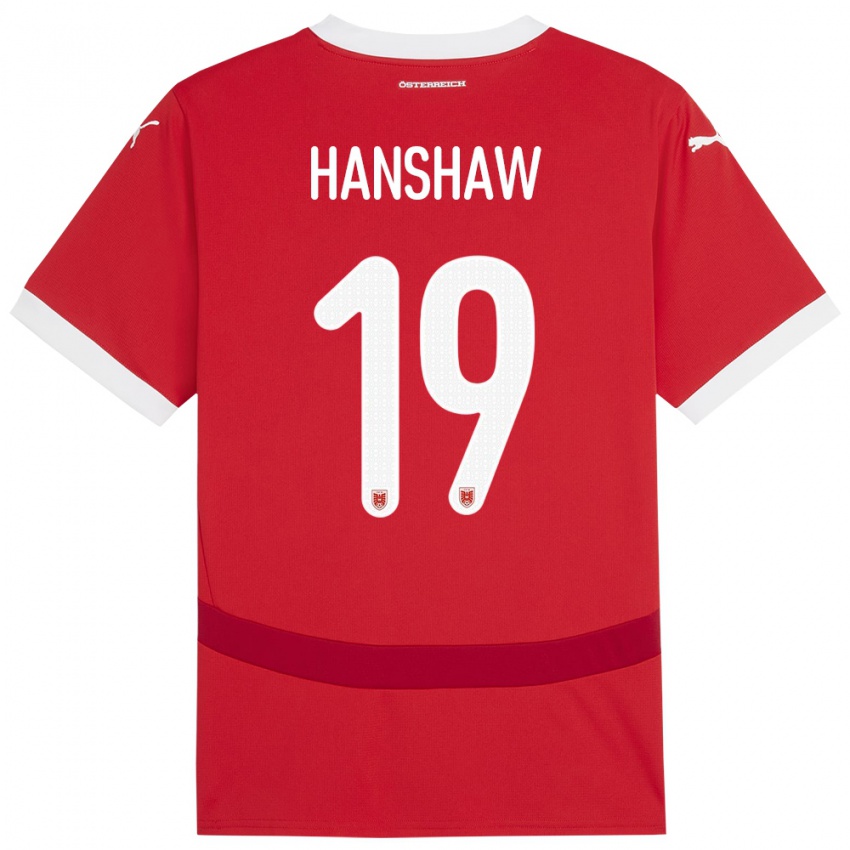 Mænd Østrig Verena Hanshaw #19 Rød Hjemmebane Spillertrøjer 24-26 Trøje T-Shirt