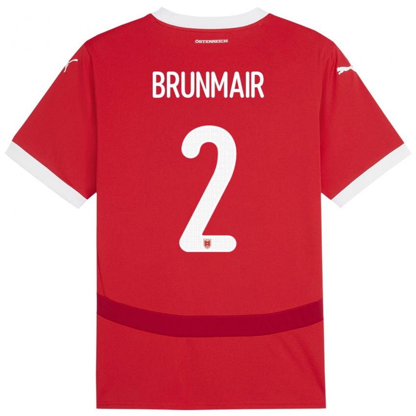 Mænd Østrig Livia Brunmair #2 Rød Hjemmebane Spillertrøjer 24-26 Trøje T-Shirt