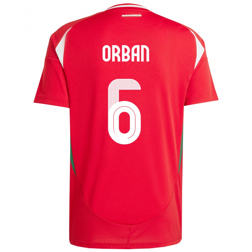 Mænd Ungarn Willi Orbán #6 Rød Hjemmebane Spillertrøjer 24-26 Trøje T-Shirt