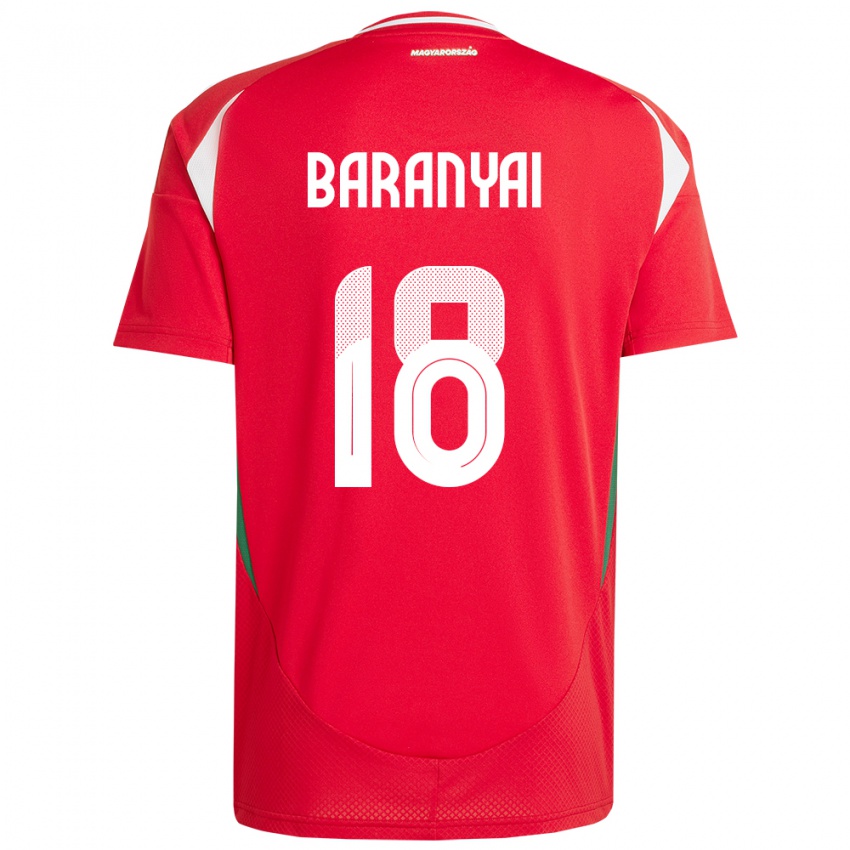 Mænd Ungarn Nimród Baranyai #18 Rød Hjemmebane Spillertrøjer 24-26 Trøje T-Shirt