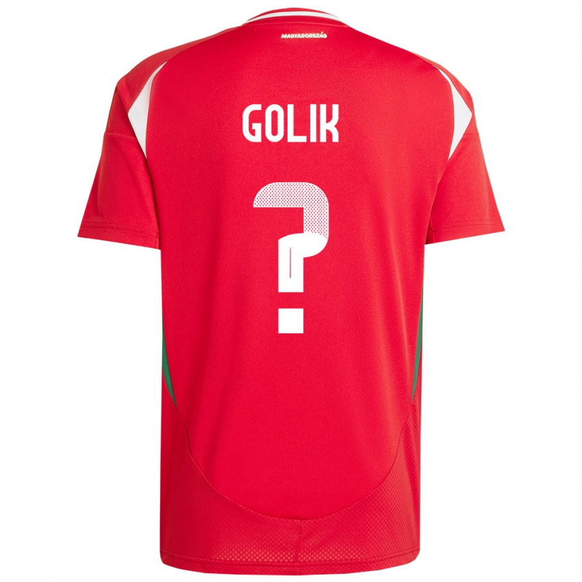 Mænd Ungarn Benjámin Gólik #0 Rød Hjemmebane Spillertrøjer 24-26 Trøje T-Shirt
