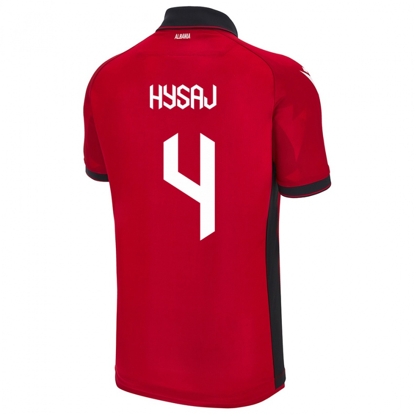 Mænd Albanien Elseid Hysaj #4 Rød Hjemmebane Spillertrøjer 24-26 Trøje T-Shirt