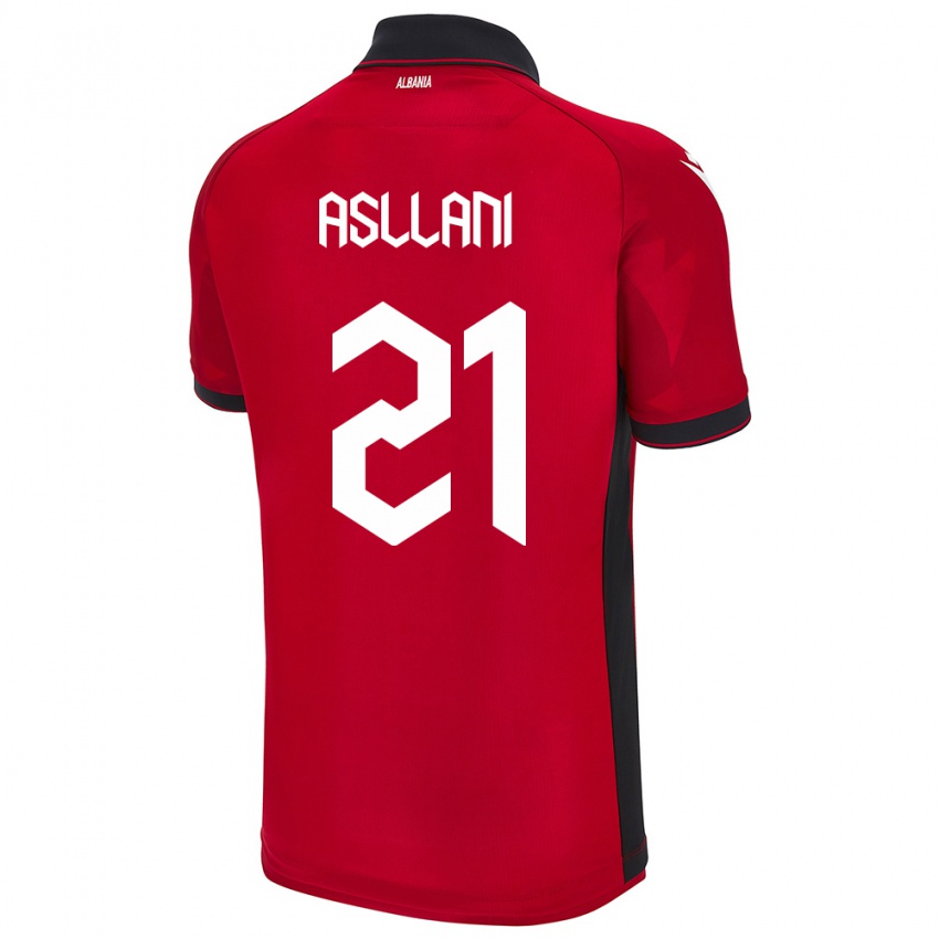 Mænd Albanien Kristjan Asllani #21 Rød Hjemmebane Spillertrøjer 24-26 Trøje T-Shirt