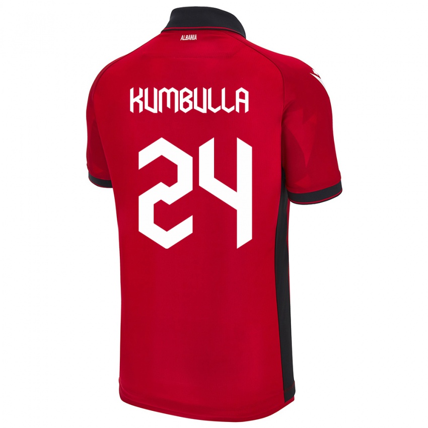 Mænd Albanien Marash Kumbulla #24 Rød Hjemmebane Spillertrøjer 24-26 Trøje T-Shirt